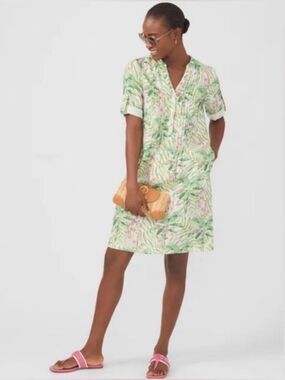 NWOT J. McLaughlin Botanical Riviera Loose Fit 100% Linen Mini Dress Size Medium